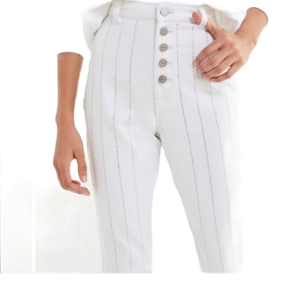 Nwt BDG‎ High-Rise Stairway Jean White Rhinestone - Picture 2 of 10